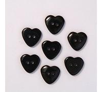 Boutons Coeur 15mm 2 Trous - Lot de 10 - Noir