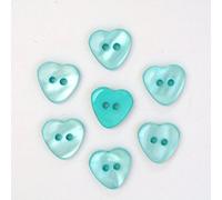 Boutons Coeur 15mm 2 Trous - Lot de 10 - Turquoise