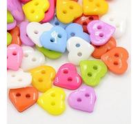 Boutons Coeur Multicolore 10mm 2 Trous - Lot de 25