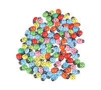 Boutons d'animaux en bois, 100 pièces, boutons artisanaux décoratifs de dessin animé mignon pour sacs à vêtements, Scrapbooking, bois synthétique (Coccinelles colorées)