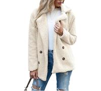 Boutons D'Automne Et D'Hiver, Revers, Cardigan En Molleton Ample, Manteau De Laine De Mouton Femmes, Vestes, Hauts,Milky White,L