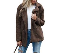 Boutons d'automne Et d'hiver, Revers, Cardigan en Molleton Ample, Manteau De Laine GâTeau De Mouton Femmes, Vestes, Hauts