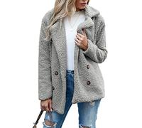 Boutons d'automne Et d'hiver, Revers, Cardigan en Molleton Ample, Manteau De Laine GâTeau De Mouton Femmes, Vestes, Hauts