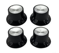 Boutons de chapeau haut-de-forme de volume 2 tons pour guitare électrique Gibson Les pour guitare électrique SG, contrôle Push Fit en aluminium acrylique, noir, doré, marron (noir)
