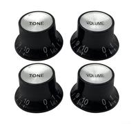 Boutons de chapeau haut-de-forme deux tons et deux tons pour guitares électriques conçus pour s'adapter aux modèles standard ST (noir)