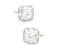 Boutons de Chemise Boutons de manchette français carrés en cristal blanc, forme d'étoile polygonale(White)