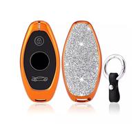 Boutons de Clé Télécommande de Voiture Étui de Protection en Alliage d'aluminium à Motif Diamant pour clé Voiture Intelligente avec Porte-clés pour McLaren 675LT, 625C, 600LT, 570GT et 720S(Orange)