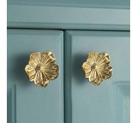 Boutons de commode en or, boutons de fleurs pour tiroirs de commode, bouton de placard floral en laiton, poignées et boutons décoratifs vintage, poignées de matériel pour armoires de cuisine et de sal