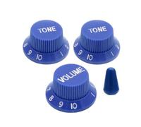 Boutons de Contrôle Guitare Électrique Bouton Molette Capuchon Sélecteur Pointe Chiffres Lisibles Plastique Solide pour Ajustement Rapide Volume et, Bleu Foncé Avec Lettrage Blanc
