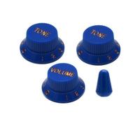 Boutons de Contrôle Guitare Électrique Bouton Molette Capuchon Sélecteur Pointe Chiffres Lisibles Plastique Solide pour Ajustement Rapide Volume et, Bleu Foncé Avec Lettrage Doré