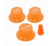 Boutons de Contrôle Guitare Électrique Bouton Molette Capuchon Sélecteur Pointe Marquage Numérique Plastique Résistant pour Contrôle Fin Volume et, Orange Avec Lettrage Blanc