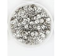 Boutons de couture, boutons artisanaux, 100 mini boutons métalliques 3-8 mm for vêtements de poupée faits main, boucles rondes 2 trous, boutons de scrapbooking, accessoires de couture(Silver,8mm)