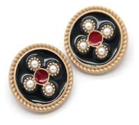 Boutons de couture, boutons artisanaux, boutons de couture, gros boutons vintage colorés en métal doré avec perles for vêtements, manteaux, accessoires de couture décoratifs faits à la main(Black Red,