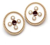 Boutons de couture, boutons artisanaux, boutons de couture, gros boutons vintage colorés en métal doré avec perles for vêtements, manteaux, accessoires de couture décoratifs faits à la main(White Red,