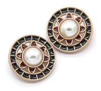 Boutons de couture, boutons artisanaux, boutons en métal doré à fleurs noires et rouges de 18 mm for vêtements, gros manteaux, pulls, boutons décoratifs faits à la main for bricolage(Black Red,25mm)