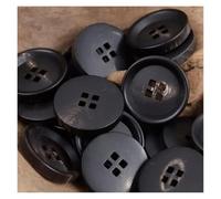 Boutons de couture décoratifs 6 pièces costume printemps été Corne Trou carré Marron foncé Brillant Mat Veste Manteau Accessoires Pardessus Tricot(Shiny Black,24.5mm (6pcs))