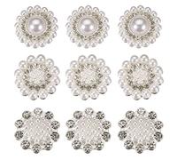 Boutons De Fleurs Perlées Perle Bouton Strass Décoration Bouton Perle Strass Pour La Fabrication De Bijoux Décoration De Mariage Bricolage Artisanat Accessoires Pour Cheveux 9 Pcs (2)