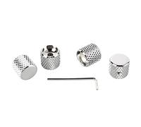 Boutons de guitare en métal Ensemble de 4 |Les boutons de baril à dessus plat en forme de dôme vintage remplacent ceux usés |Contrôle de tonalité de volume pour guitare (GD139A Nickel)