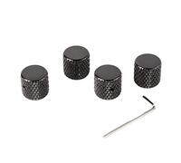 Boutons de guitare en métal Ensemble de 4 |Les boutons de baril à dessus plat en forme de dôme vintage remplacent ceux usés |Contrôle de tonalité de volume pour guitare (GD139C Black)