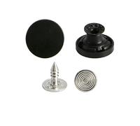 Boutons de Jeans 10Pcs - Metal Plat Jeans Remplacement Boutons Bretelles Boutons en Alliage pour Pantalon (Noir Pur, 15mm)