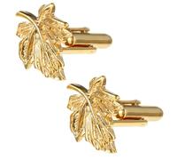 Boutons de Manchette 1 Paire Feuille D’érable Dorée, en Alliage Cuivre | Finition Polie Brillante, Style Classique Élégant, pour Chemises Habillées et Événements de Saison