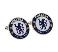 Boutons de manchette 100% officiels Chelsea FC en métal dans une boîte cadeau (taille : environ 2 cm de diamètre)