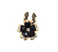 Boutons de Manchette 1PCS Rhinestone Cufflinks Shirt Button Covers Crystal Flower Jewelry Wedding Party(Black)