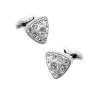 Boutons De Manchette 2 Paires De Boutons De Manchette En Métal Triangles Ronds Diamants Complets Boutons De Manchette En Cristal Blanc Boutons De Manchette De Chemise Pour Homme