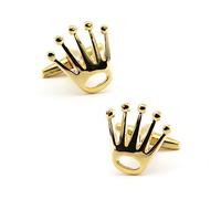 Boutons De Manchette 4 Pièces D’Argent Galvanisé Or Rose Pistolet En Or Rose Noir Homme Palme Couronne Forme Boutons De Manchette Jaune