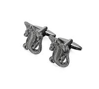 Boutons de manchette alligator 3D pour homme, ton or/noir/argent, motif animal, accessoires de chemise,Plaqué pistolet noir,Taille unique