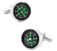 Boutons de manchette amusants en acier inoxydable pour homme style boussole de Noël, M, Acier inoxydable, N'ont pas