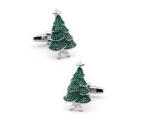 Boutons de manchette amusants pour homme en acier inoxydable style sapin de Noël
