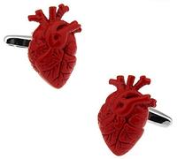 Boutons de manchette anatomiques en forme de cœur humain dans une boîte de présentation de luxe gratuite. Nouveauté Coeur Médecin Thème Bijoux