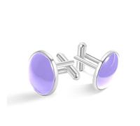 Boutons de manchette argentés à pois lilas pour chemise de smoking, 20mm*20mm, Acier inoxydable, Quartz synthétique