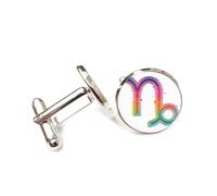 Boutons de manchette, Art Décoratif Représentant Un Défaut D'Alignement Des Lignes Du Signe Du Capricorne Arc-En-Ciel, Boucle De Manchette Capricorne (Douze Signes Du Zodiaque), Accessoire De Chemi
