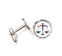 Boutons de manchette, Boucle De Manchette À Motif De Balance Colorée, Style Artistique Inspiré Des Douze Signes Du Zodiaque. Accessoire De Chemise Idéal Pour Un Comptable, Un Patron, Un Homme D'Af