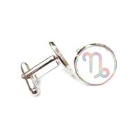 Boutons de manchette, Boucle De Manchette Avec Effet Dynamique Arc-En-Ciel Coloré, Motif Capricorne Et Douze Signes Du Zodiaque. Accessoire De Chemise Idéal Comme Cadeau Pour Un Comptable, Un Patron