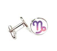 Boutons de manchette, Boucle De Manchette Avec Motif De Ligne Violette Arc-En-Ciel Décalée, Signe Du Capricorne (Douze Signes Du Zodiaque), Accessoire De Chemise, Pour Un Comptable, Un