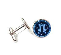 Boutons de manchette, Boucle De Manchette Fantaisie Bleu Balance, Symbole Technologique Et Cybernétique, Représentant Les Douze Signes Du Zodiaque Chinois. Accessoire De Chemise Idéal Comme Cadeau