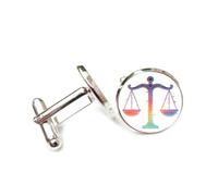 Boutons de manchette, Boucle De Manchette Fantaisie Représentant Une Balance À Lignes Décalées, Style Artistique, Douze Signes Du Zodiaque. Accessoire De Chemise Idéal Comme Cadeau Pour Comptable