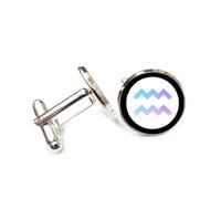 Boutons de manchette, Boucle De Manchette Personnalisée Avec Dégradé De Couleurs Original, Motif Diffraction Spectrale, Signe Du Zodiaque Verseau (Douze Signes), Accessoire De Chemise Idéal Comme
