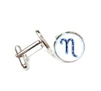 Boutons de manchette, Boucle De Manchette Personnalisée Avec Effet De Points Brillants Technologiques, Style Cyber Néon, Signe Du Capricorne (Douze Signes Astrologiques), Accessoire De Chemise I