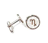 Boutons de manchette, Boucle De Manchette Personnalisée Avec Motif De Points Capricorne En Bronze, Inspirée Des Douze Signes Du Zodiaque Capricorne. Accessoire De Chemise Idéal Pour Un Comptable, U