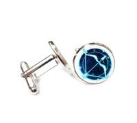 Boutons de manchette, Boucle De Manchette Personnalisée Avec Symbole De Flèche Brillante Cyber Neon, Représentant Le Sagittaire Et Les Douze Signes Du Zodiaque. Accessoire De Chemise Idéal Pou