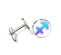 Boutons de manchette, Boucle De Manchette Personnalisée Avec Symbole Technologique Cyber Neon, Sagittaire (Douze Signes Du Zodiaque), Accessoire De Chemise Idéal Pour Un Comptable, Un Patron Ou