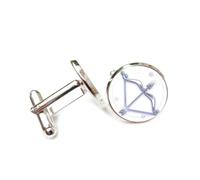 Boutons de manchette, Boucle De Manchette Personnalisée En Métal Argenté, Symbole Flèche, Style Cyber Néon, Représentant Le Sagittaire (Douze Signes Du Zodiaque). Accessoire De Chemise Idéa