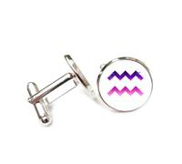 Boutons de manchette, Boucle De Manchette Personnalisée, Motif Vague Tendance Style Art De La Faute, Signe Du Verseau (Douze Signes Astrologiques), Accessoire De Chemise Idéal Comme Cadeau Pour Comp