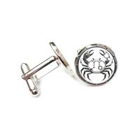 Boutons de manchette, Boucle De Manchette Style Punk Heavy Metal Avec Engrenages Et Motif Crabe, Inspirée Du Signe Du Cancer (Les Douze Signes Astrologiques), Accessoire De Chemise, Pou