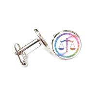 Boutons de manchette, Boucle De Manchette Unique En Forme De Balance Libra, Style Arc-En-Ciel, Représentant Les Douze Signes Du Zodiaque. Accessoire De Chemise Idéal Comme Cadeau Pour Un Comptable,