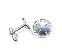 Boutons de manchette, Bracelet Porte-Bonheur En Métal, Symbole Poissons, Idéal Pour Un Ami, Un Comptable Ou Un Mariage. Ce Bracelet Représente Les Douze Signes Du Zodiaque Poissons. Il Est Parfait